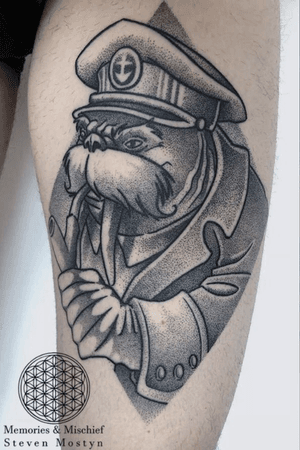 Dotwork Salty Walrus Sea Captain - Unique Design and Tattoo by Mister Mostyn