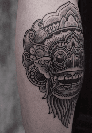 Side of my barong tattoo. #Barong #BarongTattoo #Bali #blackandgrey #Canggu