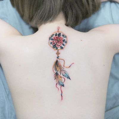 dreamcatcher tattoos with butterflies