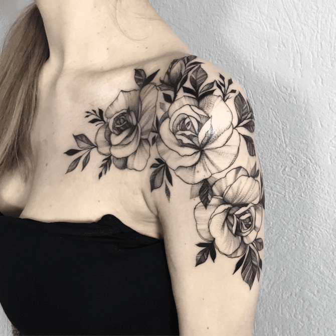 Blackwork Rose head tattoo design  Best Tattoo Ideas Gallery