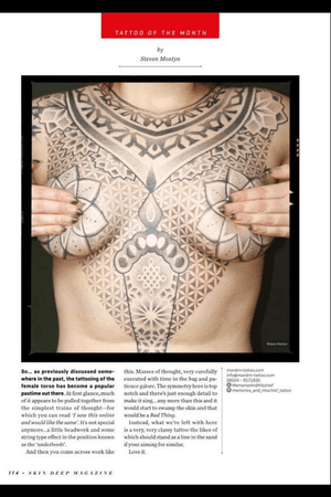 ‘Tattoo of the Month’ in Skin Deep Magazine