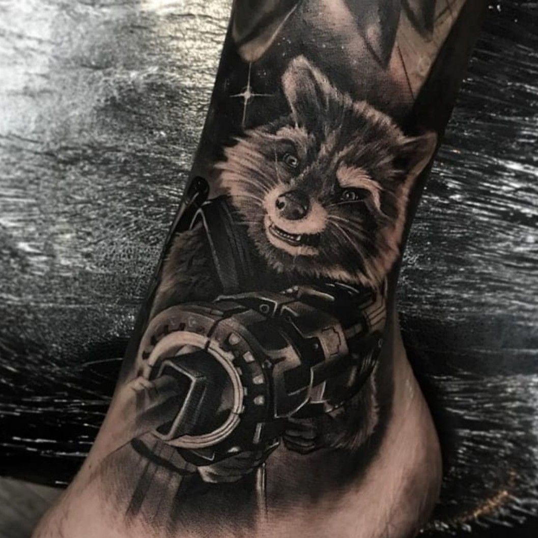 Guardians of the Galaxy Rocket color tattoo