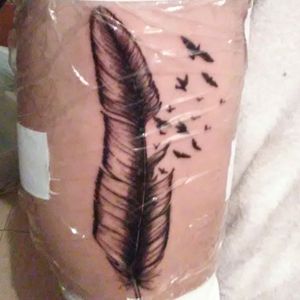 Feather tattoo turning into birds flying.#lasvegas #lasvegastattooartist #tatted #ink #feather #feathertattoo #vegas