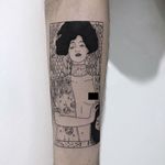 Tattoo by Marla Moon #MarlaMoon #lineworktattoos #linework #illustrative #portrait #lady #Judith #beheaded #pattern #floral #fineart #GustavKlimt