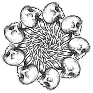 Skull wheel 💀 💀 💀 #skulls #skulltattoo #skull #wheel #ribbon #petals Designs by Alex Velazquez @x2creator