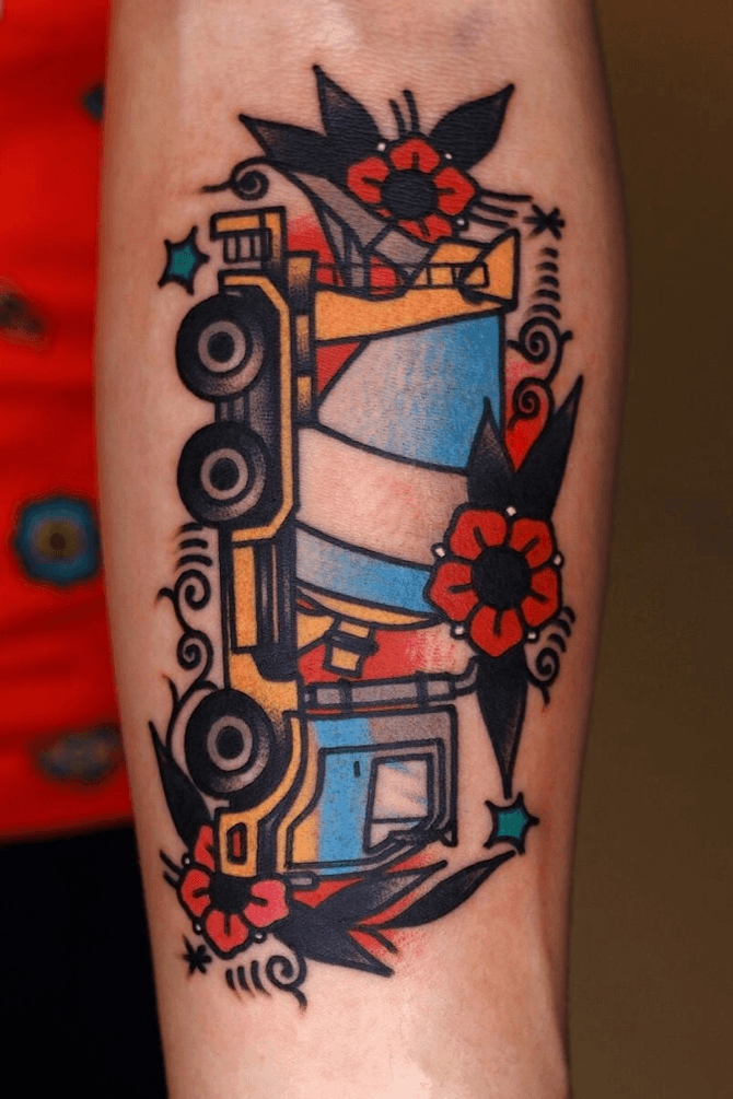 Semi Truck Tattoo Designs 60 truck tattoos for men  vintage and big   Trucker  tattoo Truck tattoo Sleeve tattoos