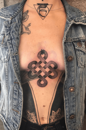 Did the endless knot the black work and the chakra throat tattoo 
