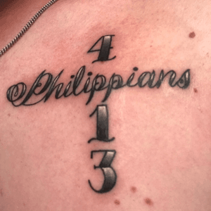 philippians 4 13 script cross tattoo #cross #script #blackandgrey 