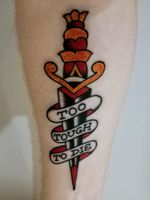 Sailor Jerry style, traditional tattoo. Too tough to die - Dagger 