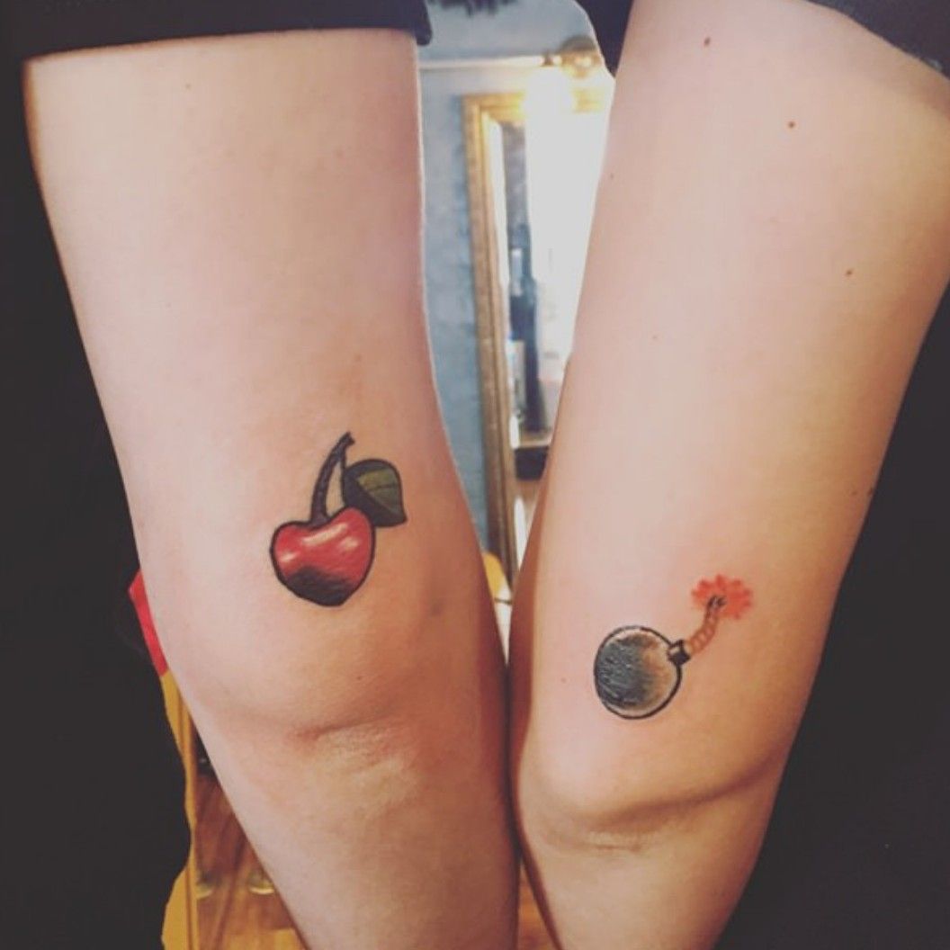 Cherry Bomb - Some small tattoos from today lettering,finger LV to