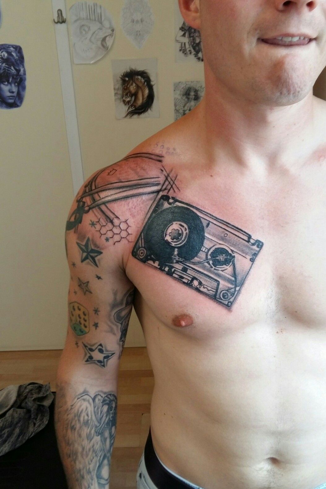 Tattoo uploaded by Wayne Guy  Music cassette mixed with record player   Tattoodo