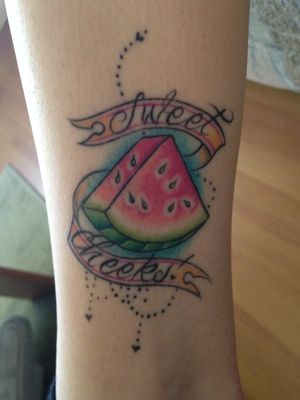 To commemorate my grandparents and our tradition of lunch on watermelon stools for my birthday every year. The artist, Brittany, doesn't work at this shop anymore.