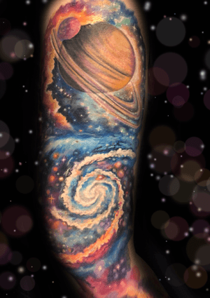 Saturn and galaxy outer space sleeve 