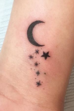 Moon and star tattoo- 