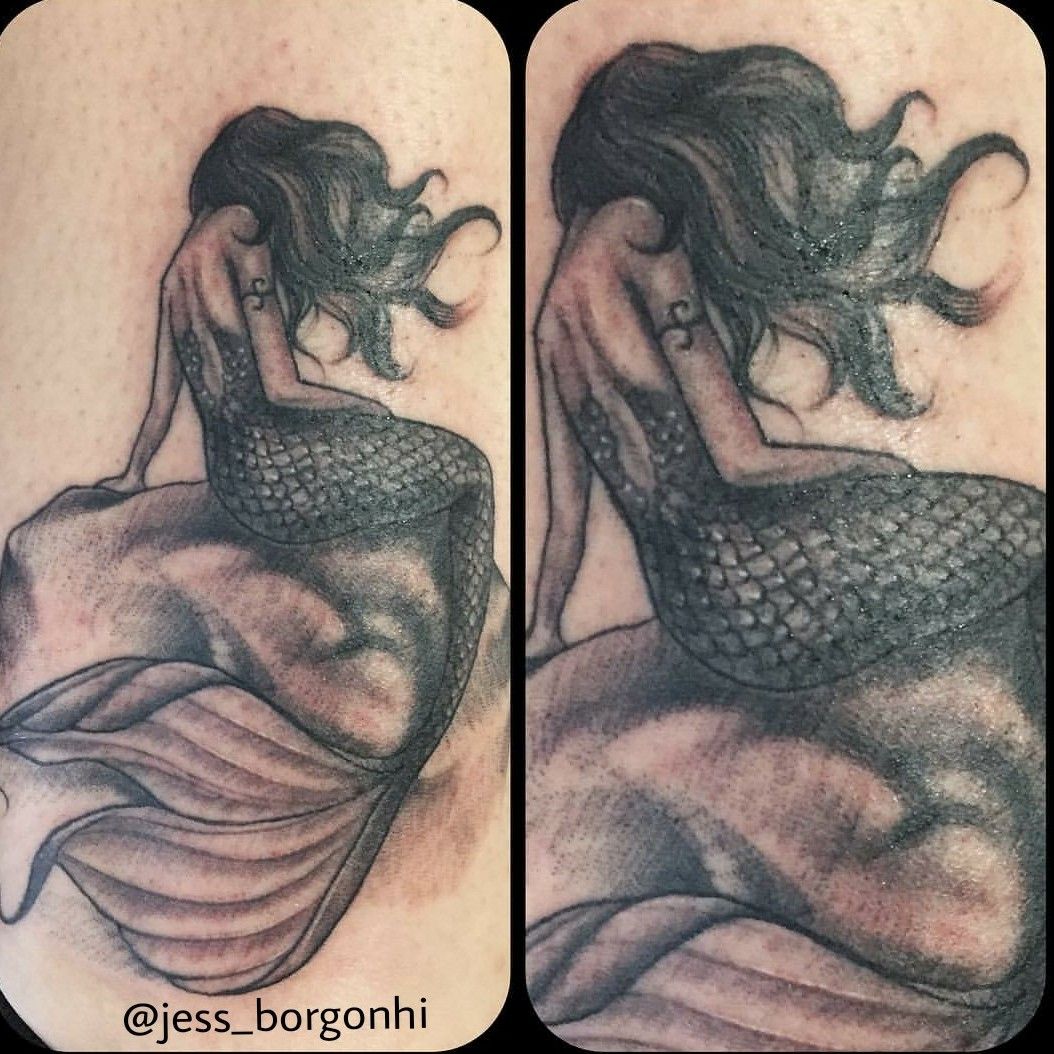Gothic mermaid tattoo  Mermaid tattoos Mermaid tattoo designs Mermaid  tattoo