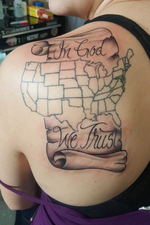 I have the states on my back, this was right after getting the scroll tattooed on. I work for an airline and im filling in the states as i visit each one.