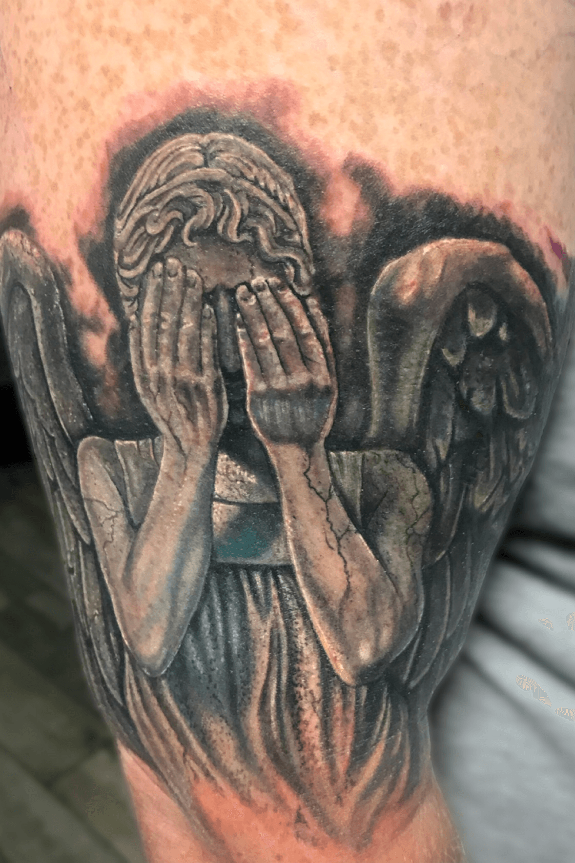 weeping Angel Tattoo On Side Rib