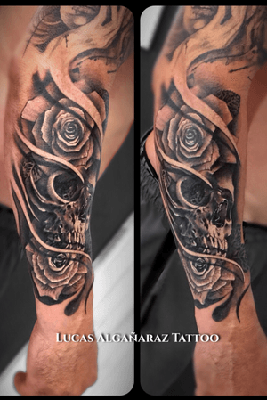 Skull tattoo black and grey 