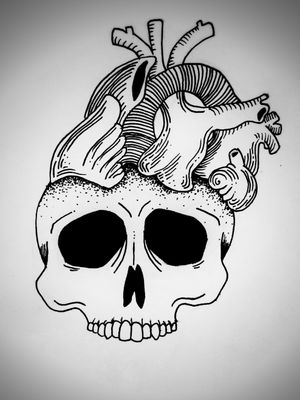 #skull #flash #dotwork #blackwork #linework #tattooflash #tattooideas #blackandgrey #drawing #skulldrawing #heart #horror