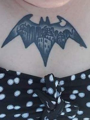 Batman with Gotham city in the bat Pride and Glory Tattoo studio Annapolis MD 