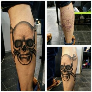 Skull tattoo, done by Tommy Kommerz at Docon 2017.
