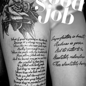 Some writing on the thigh 