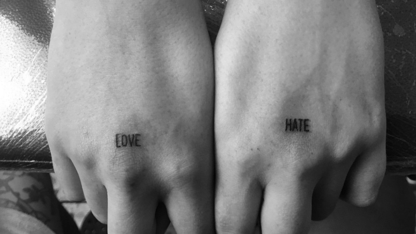 Love Hate Tattoo Hand