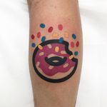 Tattoo by Mattia Mambo #MattiaMambo #donuttattoo #donut #doughnut #foodtattoo #food #sweets #comfortfood #cute #funny #newschool #dessert #color #sprinkles #abstract #popart