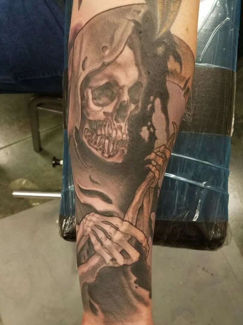 Healed Grim Reaper Tattoo  Cool tattoos for guys Reaper tattoo Tattoo  sleeve men