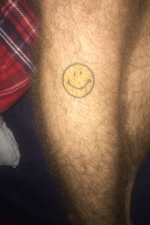 First tattoo I got at 18 on holiday in Bulgaria, I actually don’t regret it believe it or not and also looking to build around it with things to do with rave/dance culture or things that will complement it #rave #acid #smiley 