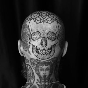 Tattoo by Warren Moris #WarrenMoris #skulltattoo #skull #death #bones #linework #illustrative #dotwork