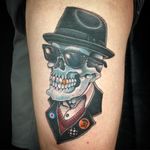 Tattoo by Jason Hanna #JasonHanna #skulltattoo #skull #death #bones #ska #mod #punk #RudeBoy #music #sunglasses #hat #style