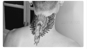 Tattoo by 寿司（Sushi）artist #Black #jesuschrist#jesustattoo #jesus #god #Goddess #wings #wing #blackandgrey 苦难常是神给你最好的化了装的祝福。­纹身师：寿司文案：阿拉蕾用时：4h