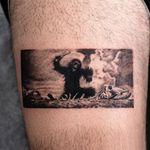 Tattoo by Oozy #Oozy #movietattoos #movie #film #illustrative #monkey #skull #bones #death #evolution #SpaceOdyssey2001 #filmstill