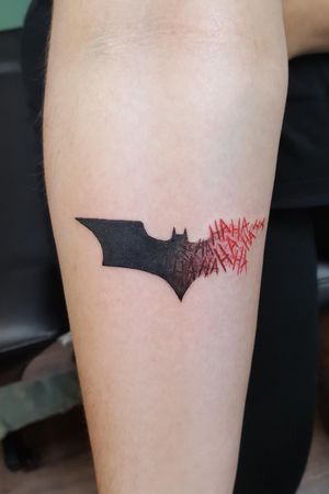 Got this done recently and I absolutely LOVE it!#batman #batmantattoo #batmanjoker  #Joker #jokertattoo  #DCTattoos #dccomics 