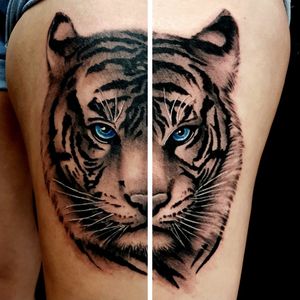 #tigertattoo #tigerhead #thightattoo 