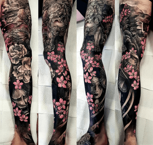 Japanese leg sleeve #sleeve #japanese #japanesetattoo #japaneselegsleeve #oni #Geisha #daruma #foodog 