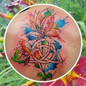 Lilies and celtic #watercolortattoo #abstracttattoo #lily