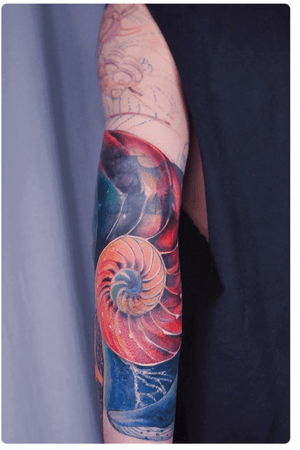 Ocean tattoo by Momo artist#ocean #OceanTattoos #blue #snail #snailtattoo #halobios#guangzhou