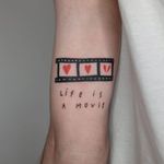 Tattoo by Victor Zabuga #VictorZabuga #movietattoos #movie #film #heart #quote #text #font #minimal #small
