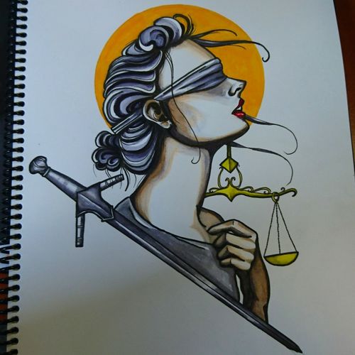 Neo-traditional lady justice 