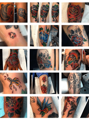 A bunch of #traditional style #tattoos i've done in the past 3 months.... with almost 5 years on my belt as a #tattooist I can say I definitely lean towards this style the most.... just #boldlines & #boldcolors is the way to go for a long lasting tattoo 🤟🏻This is the style I focus my career on 🎨 #TattzByAG #TraditionalArt #TraditionalTattoo #TraditionalTattooArtist #SparrowTattoo #DiaDeLosMuertos #TalonTattoo #RoseTattoo #SharkTattoo #newyorkcitytattoo #newyorkcitytattooartist #queens #queensNYC #ink #tattoo #tatuaje #bodyart