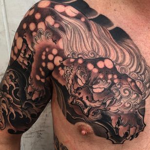 chinese stone lion tattoo