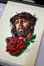 #jesuscrucificado #jesus #tattoosketch #colorpencil 