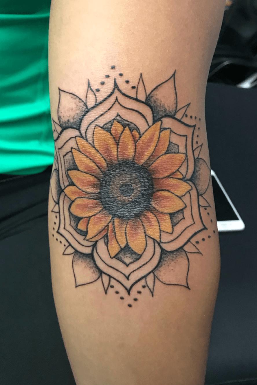 Funky Rooster Tattoo and Art Studio  Mandala sunflower shoulder tattoo by  artist Jose Manuel Thanks for coming in Natalie It was nice hangin out  for a while  Facebook
