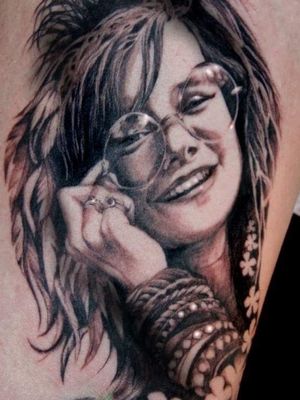 Janis Joplin portrait tattoo
