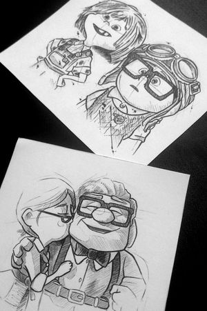 Carl & Elle - Up - Altas Aventuras ***DISPONÍVEL*** #Pixar #disneytattoo #disney #tattooart #tattooartist #draw #drawing #sketchtattoo #sketch #dotworktattoo #dotwork #carl #Up #couplestattoo #couple 