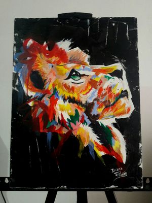 Lion / León sobre Lienzo-Acrílico 30x40 cm Instagram: @anaid9826