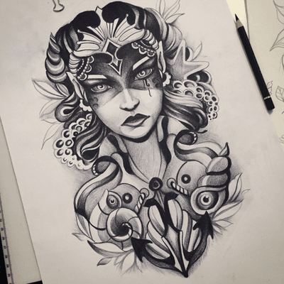 Siren #tattoodesign #tattooartist #flashart #btattooing #blackart #blxckink #art #ink #inked #girlytattoo #girls #chrysanthemum #cattattoo #lineart #blackworktattoo #polandtattoos #blackworkerssubmission #polandink #gdansk #gdynia #sopot #3city #l4l #artofinstagram #xystudio #instacat