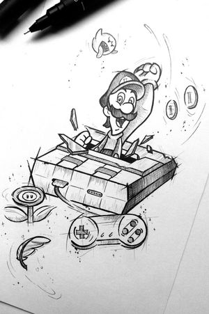 Luigi - Super Mário Bros #supermariotattoo #supermario #supermariobros #Luigi #gamertattoos #gamertattoo #gamer #nintendotattoo #Nintendo #geektattoos #geek #nerdtattoo #nerd #sketchtattoo #sketchstyle #sketch #draw #drawing #drawings 